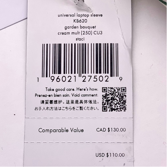 Kate Spade staci I-zip universal laptop sleeve garden bouquet - Picture 6 of 11
